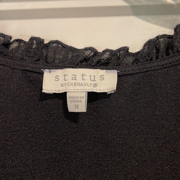 Status by Chenault Plaid Overlay Bodice Top Medium Black - Picture 6 of 13